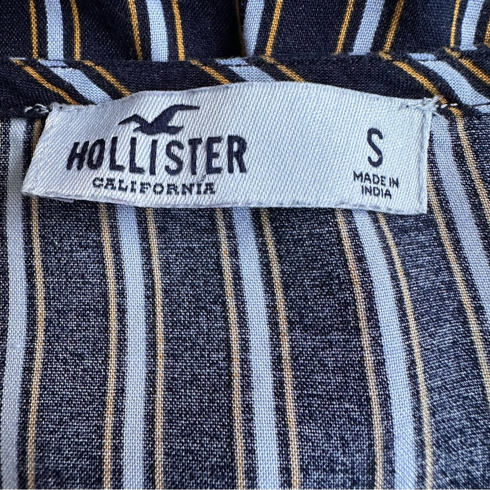 Hollister Women’s Navy‎ White Yellow Striped Jumpsuit Small EUC Coastal Summer - Picture 7 of 8